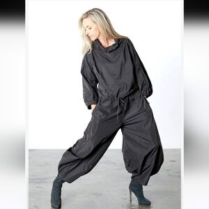 bryn Walker Black Lightweight Balloon Jumpsuit Top